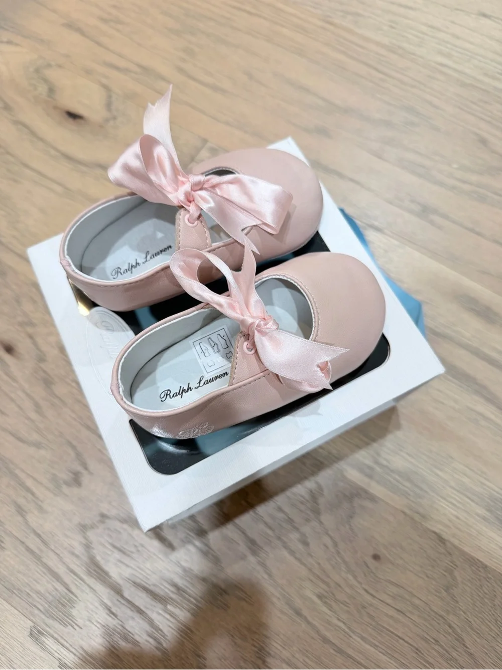 Ralph Lauren Pink lambskin Mary Jane Baby Shoes
